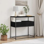Mesa de Consola vidaXL Preto Carvalho 75x40x75 cm Madeira Engenharia e Aço
