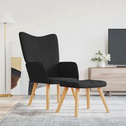 vidaXL Cadeira de descanso com banco tecido preto