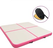 vidaXL Colchão de ginástica insuflável c/ bomba 200x200x10 cm PVC rosa