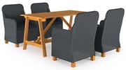 5 pcs conjunto de jantar para jardim cinzento-escuro