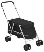 vidaXL Carrinho dobrável para cães 100x49x96 cm tecido linho preto
