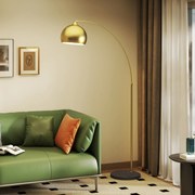 Candeeiro de Pé em Forma de Arco com Altura e Comprimento Ajustáveis com Interruptor de Pé 110-115x30x170-180 cm Dourado e Preto