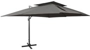 vidaXL Guarda-sol de jardim cantilever com tampo duplo antracite 400x300 cm