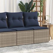 vidaXL 2 pcs conjunto sofás jardim almofadões vime PE/acácia cinzento