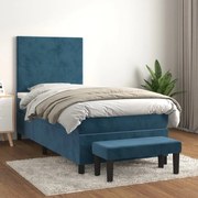 vidaXL Cama com molas/colchão 80x200 cm veludo azul-escuro