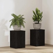 vidaXL Suportes para Plantas - 2 pcs - Carvalho Preto - 20 x 20 x 30 cm - Madeira Engenheirada