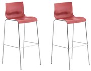 Conjunto de 2 bancos de bar Hoover em plástico e com estrutura cromada 43 x 100 x 48 cm Vermelho