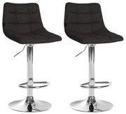 Conjunto de 2 bancos altos Jerry em tecido com estrutura cromada 87-108,5 x 43 x 46,5 cm Preto