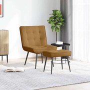 vidaXL Cadeira de descanso com banco veludo castanho