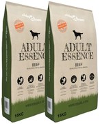 vidaXL Ração premium para cães Adult Essence Beef 2 pcs 30 kg