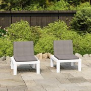 vidaXL Cadeiras de jardim com almofadões 2 pcs plástico branco