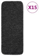 vidaXL Tapetes antiderrapantes retang. escadas 15pcs 60x25cm antracite
