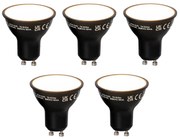 Conjunto de 5 Lâmpada LED inteligente GU10 regulável preta 7W 600 lm 3000K