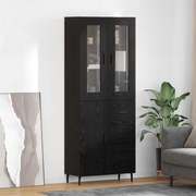 vidaXL Buffê 2 pcs Carvalho Preto Madeira Compensada e Vidro