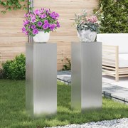 vidaXL Suporte para Plantas 2 pcs Prateado 24 x 24 x 75 cm
