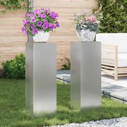 vidaXL Suportes para Plantas Pillar 2 pcs 24x24x75 cm em Aço Galvanizado