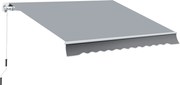Outsunny Toldo Manual Retrátil 395x245 cm Toldo para Varanda com Manivela Anti-UV Estrutura de Alumínio para Jardim Janelas Cinzento | Aosom Portugal