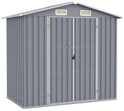 vidaXL Abrigo de jardim 205x129x183 cm aço galvanizado cinzento