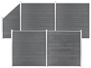 vidaXL Painel vedação WPC 4 quadrados + 1 inclinado 792x186cm cinzento