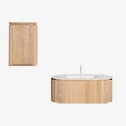 Conjunto De Móvel De Casa De Banho Suspenso Em Madeira Com Lavatório Integrado Carsone Madeira Natural & Madeira Natural & Sem - Sklum