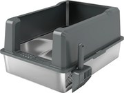 PawHut Caixa de Areia para Gato em Aço Inoxidável 85L grande capacidade casa de banho semi-fechada, 71 x 50,8 x 35,5 cm cinza | Aosom Portugal