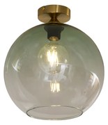 Plafon Art Déco Latão com Vidro Verde - Sandra Art Deco