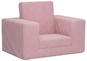 Sofá-cama infantil de pelúcia rosa