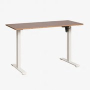 Escrivaninha Elevatória Elétrica Retangular Com Função De Memória Em Madeira E Ferro Serpi Castanho Nogal Oscuro & ↔︎ 120 - Sklum