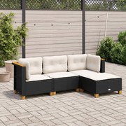 vidaXL 4 pcs conjunto de sofás para jardim c/ almofadões vime PE preto