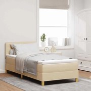 vidaXL Cama Box com colchão com cabeceira Creme 80 x 200 cm tecido