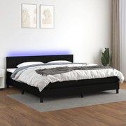 vidaXL Cama box spring c/ colchão e LED 200x200 cm tecido preto