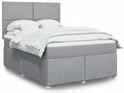 vidaXL Cama com molas/colchão 160x200 cm tecido cinzento-claro