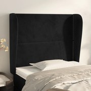 Cabeceira de cama c/ abas veludo 83x23x118/128 cm preto