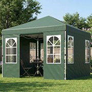 Tenda Dobrável 3x3 m Pop-up com UPF50+ 4 Laterais Removíveis Altura Ajustável e Bolsa de Transporte Verde