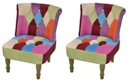 vidaXL Cadeiras francesas 2 pcs tecido com design de retalhos