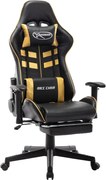 vidaXL Cadeira gaming c/ apoio de pés couro artificial preto/dourado
