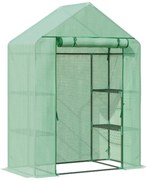 Estufa de Jardim 140x70x190cm Estufa com 4 Prateleiras Porta Enrolável