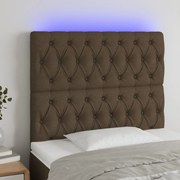 Cabeceira de cama c/ luzes LED tecido 100x7x118/128cm castanho