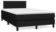 Cama box spring c/ colchão e LED 120x190 cm tecido preto