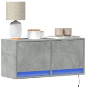 vidaXL Móvel de parede p/ TV c/ luzes LED 80x31x35 cm cinzento cimento