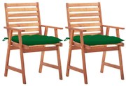 Cadeiras de jantar p/ jardim 2 pcs c/ almofadões acácia maciça