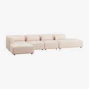 Sofá Modular De Canto De 4 Peças Com Chaise Direita E Pufe Fogler Chenille Creme Bege - Sklum