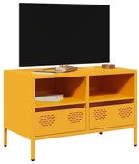 vidaXL Móvel de TV 68x39x43,5 cm aço laminado a frio amarelo mostarda
