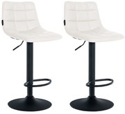 Conjunto de 2 bancos altos Jerry em couro sintético com estrutura preta 87-108,5 x 43 x 46,5 cm Branco