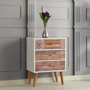 Cómoda Liza com 3 Gavetas e Pernas de Madeira – 50x35x68 cm – Branco e