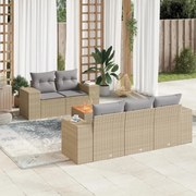 vidaXL 6 pcs conjunto de sofás p/ jardim com almofadões vime PE bege