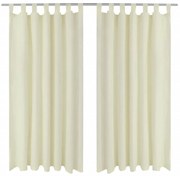 Cortinas de cetim com presilhas, 2 pcs, 140 x 245 cm, creme