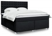 vidaXL Cama com molas/colchão 180x200 cm tecido preto
