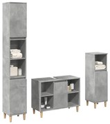 vidaXL 3 pcs conj. móveis casa banho derivados madeira cinza cimento