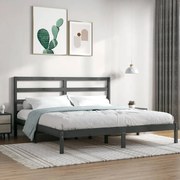 Estrutura de cama super king 180x200 cm madeira maciça cinzento